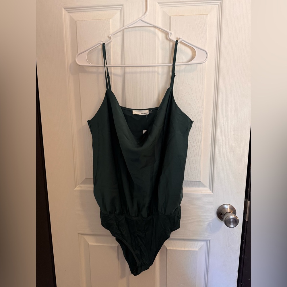 NWT Heatherly Satin Green Bodysuit